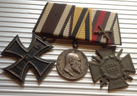 Колодка «Медаль За Храбрость и Крест ЖК и Гинденбург». Вюртемберг