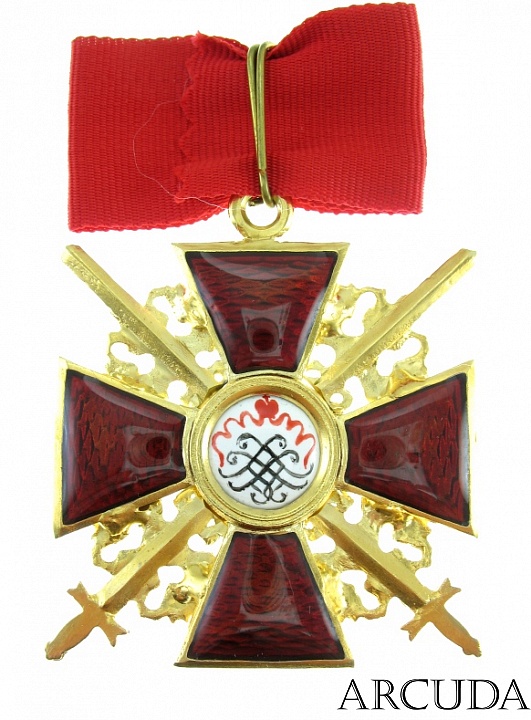 Крест шейный Св.Александра Невского с мечами. (муляж)