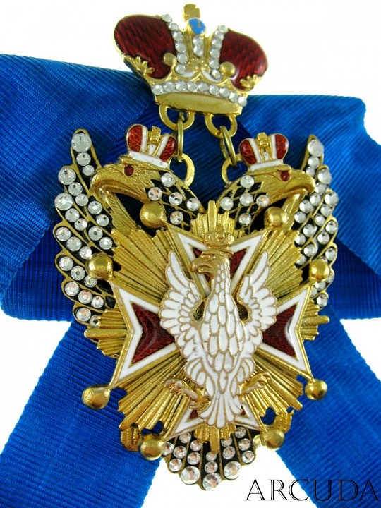 Крест шейный «Ордена Белого Орла» с кристаллами swarovski (муляж)