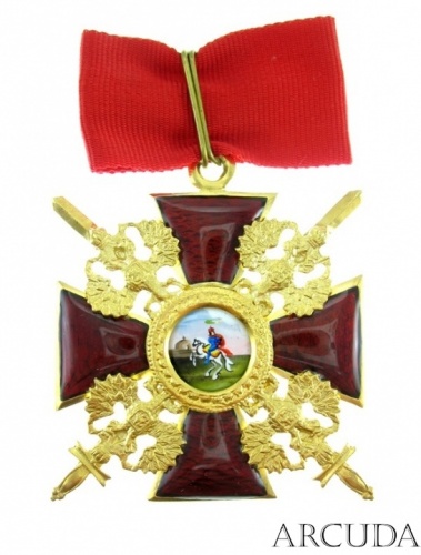 Крест шейный Св.Александра Невского с мечами. (муляж)