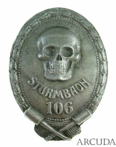 Знак 106 Штурмовой батальон ПМВ . (муляж). Германия